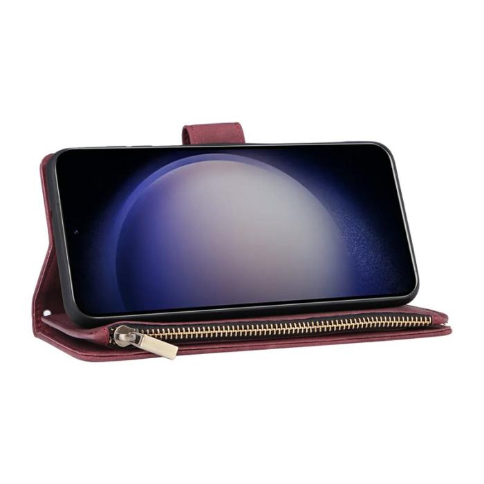 OEM - Plånboksfodral för Samsung Galaxy S26 Konstläder Flera kortfack - Vinröd