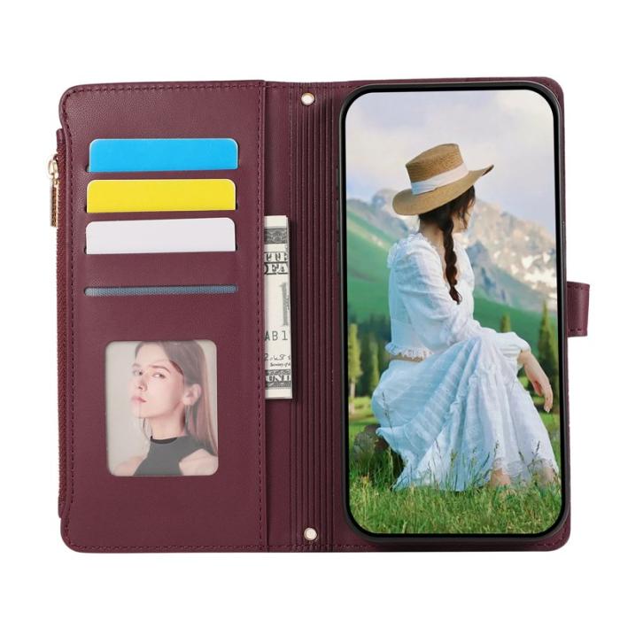 OEM - Mobilfodral för Samsung Galaxy S26 Konstläder Flera kortfack - Vinröd