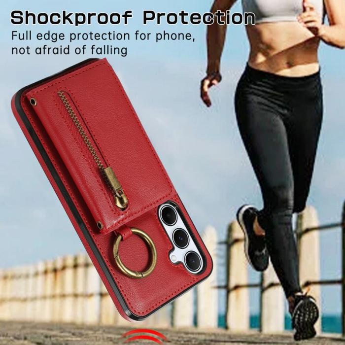 OEM - Plånboksfodral för Samsung Galaxy S26 Konstläder Kickstand - Röd