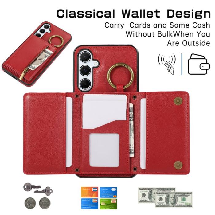 OEM - Plånboksfodral för Samsung Galaxy S26 Konstläder Kickstand - Röd