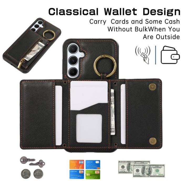 OEM - Plånboksfodral för Samsung Galaxy S26 Konstläder Kickstand - Svart