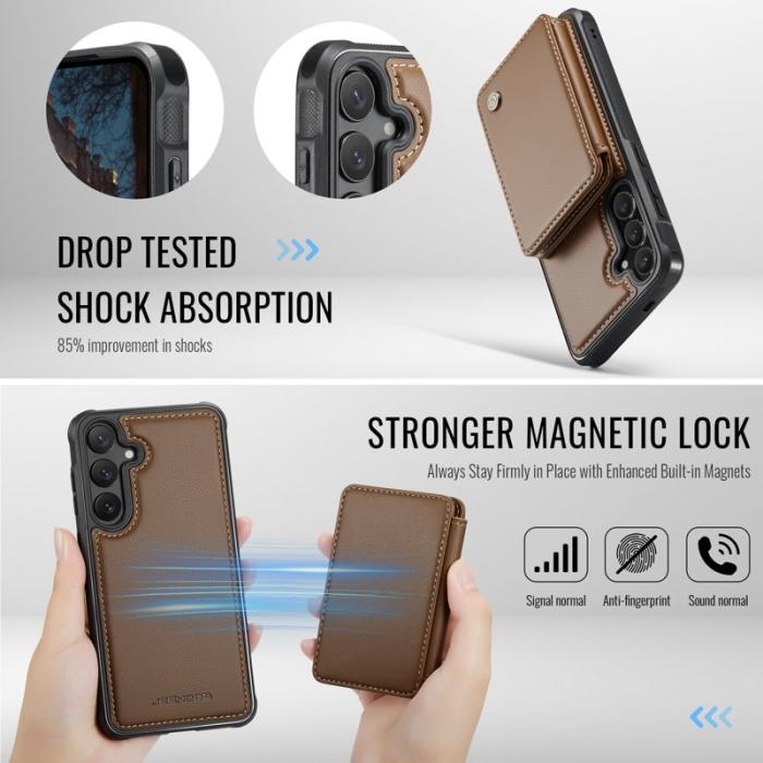 JEEHOOD - JEEHOOD Mobilfodral för Samsung Galaxy S26 Konstläder Magnetisk - Brun