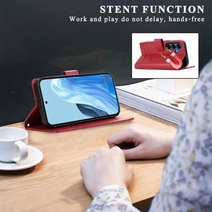 OEM - Plånboksfodral för Samsung Galaxy S26 Konstläder med handledsrem - Röd