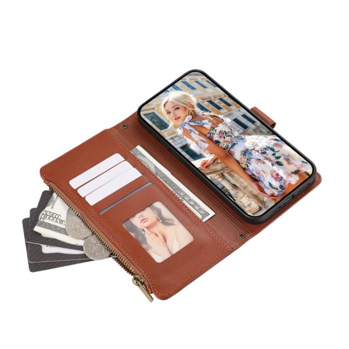 OEM - Mobilfodral för Samsung Galaxy S26 Konstläder med kortfack - Brun