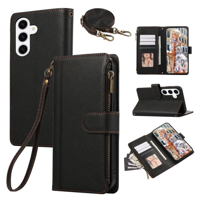 OEM - Mobilfodral för Samsung Galaxy S26 Konstläder med kortfack - Svart