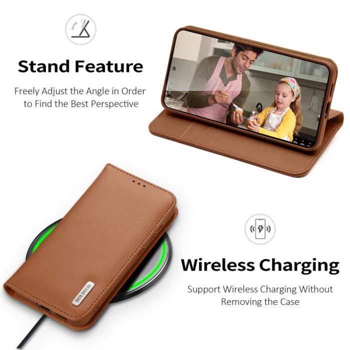 Dux Ducis - Dux Ducis Plånboksfodral för Samsung Galaxy S26 Äkta läder RFID - Brun