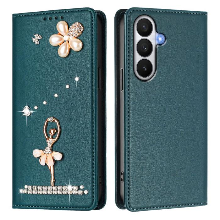 OEM - Plånboksfodral för Samsung Galaxy S26 Konstläder RFID - Grön