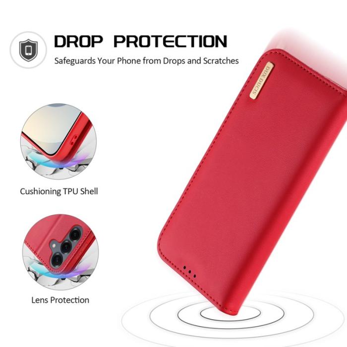 Dux Ducis - Dux Ducis Plånboksfodral för Samsung Galaxy S26 Äkta läder RFID - Röd