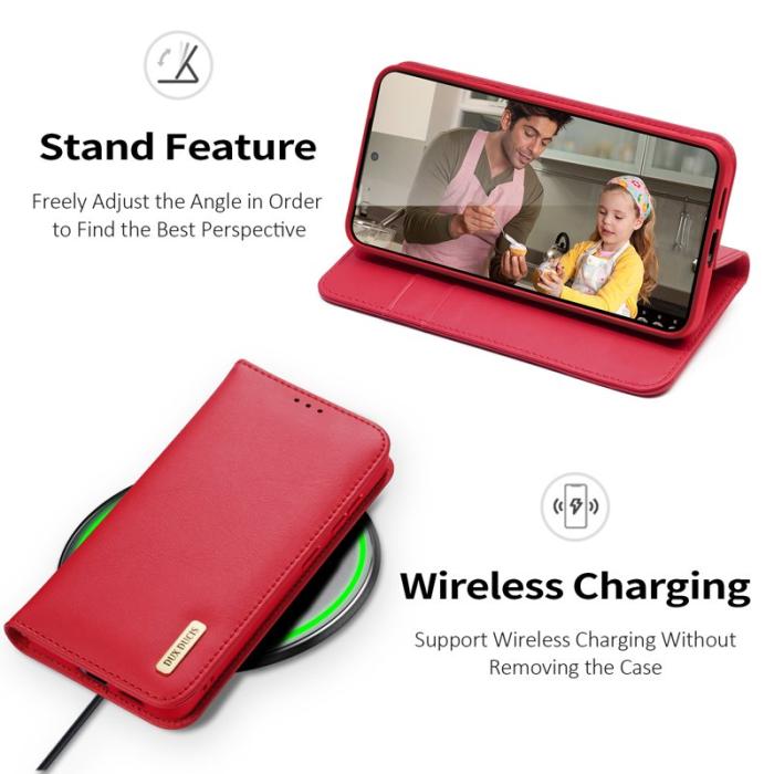 Dux Ducis - Dux Ducis Plånboksfodral för Samsung Galaxy S26 Äkta läder RFID - Röd