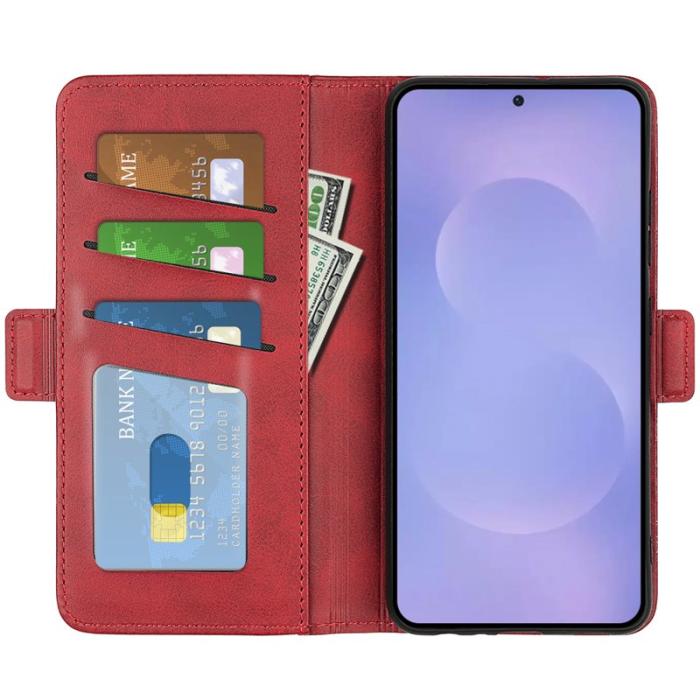 OEM - Plånboksfodral för Samsung Galaxy S26 Konstläder - Röd