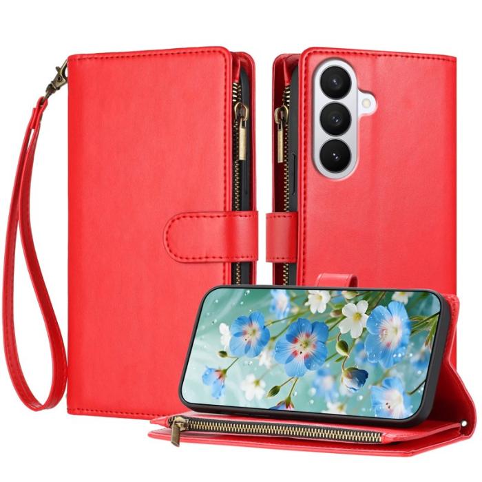 OEM - Plånboksfodral för Samsung Galaxy S26 Konstläder Stativ - Röd