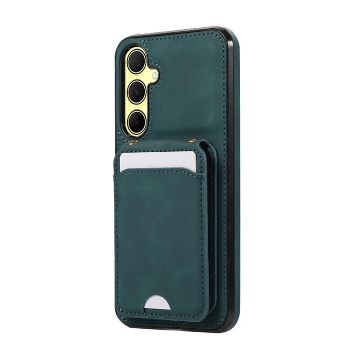 OEM - Mobilfodral för Samsung Galaxy S26 Konstläder + TPU Kickstand - Grön