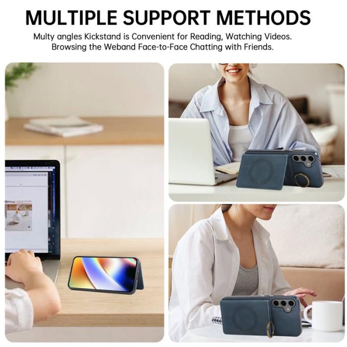 OEM - Mobilfodral för Samsung Galaxy S26 Konstläder + TPU Kickstand - Grön