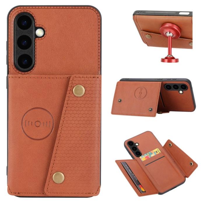 OEM - Mobilfodral för Samsung Galaxy S26 Konstläder + TPU med kortfack - Brun