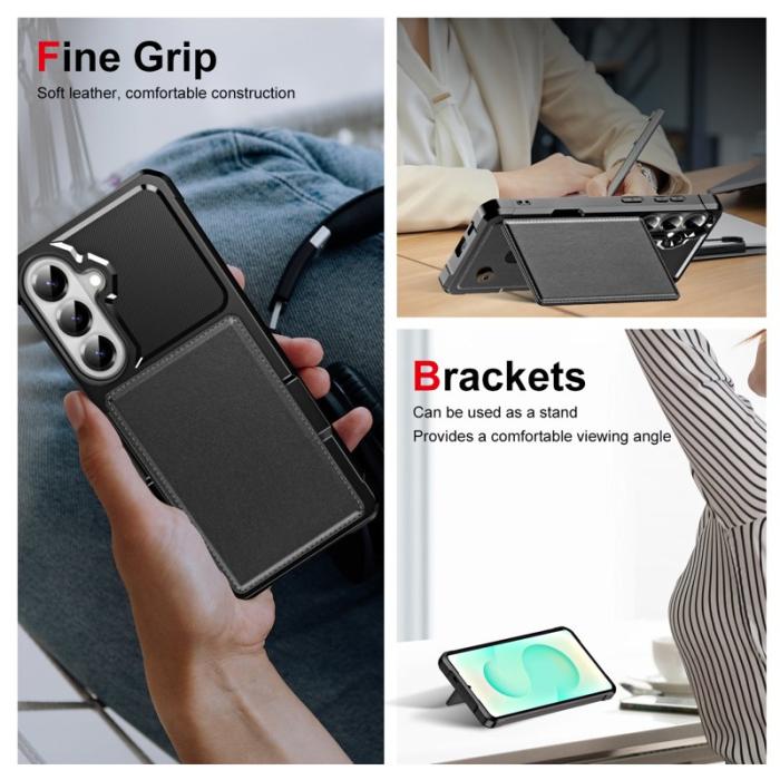 OEM - Mobilfodral för Samsung Galaxy S26 Konstläder + TPU - Svart