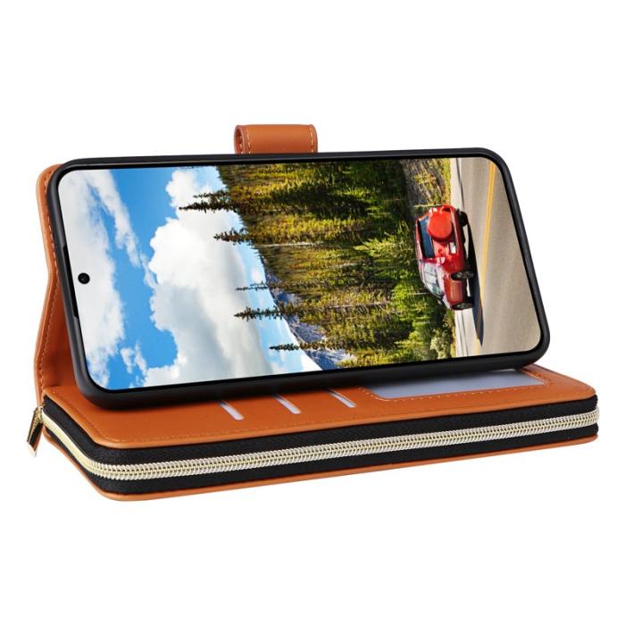OEM - Mobilfodral för Samsung Galaxy S26 Konstläder 9 kortfack - Brun