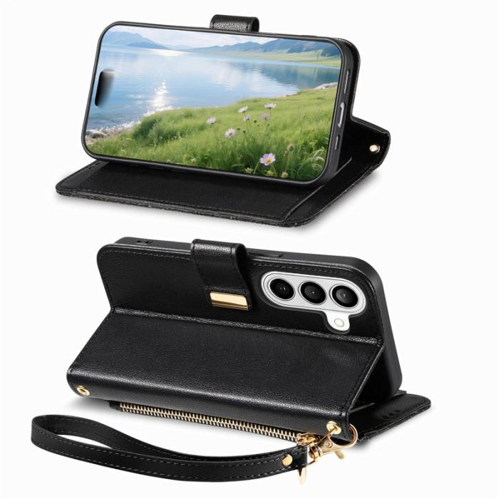 OEM - Mobilfodral för Samsung Galaxy S26 Konstläder med kortfack - Svart