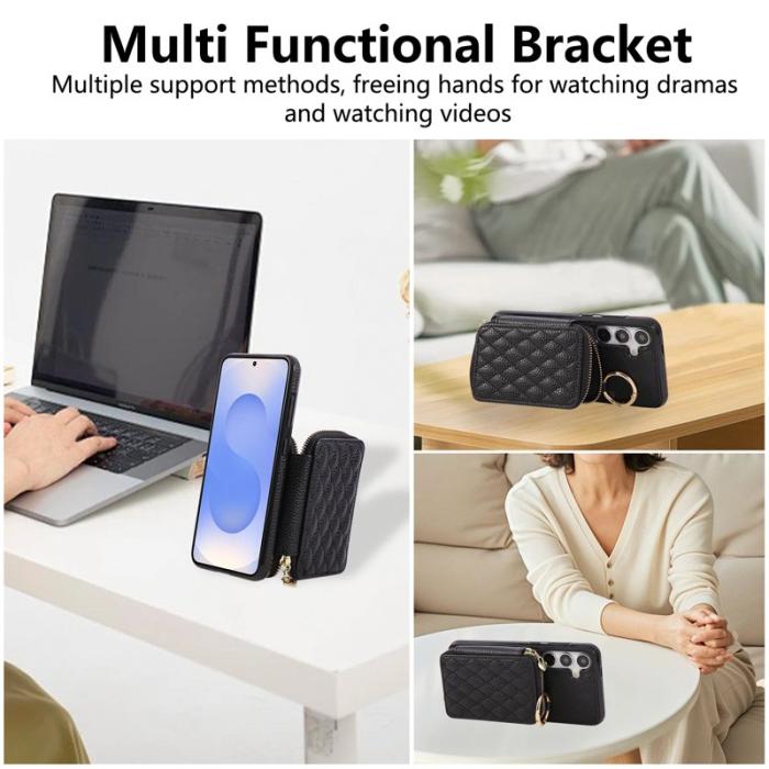 OEM - Mobilfodral för Samsung Galaxy S26 Konstläder med kortfack - Svart