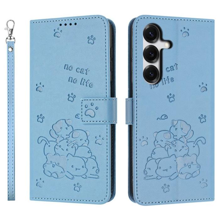 OEM - Plånboksfodral för Samsung Galaxy S26 Konstläder med rem - Blå