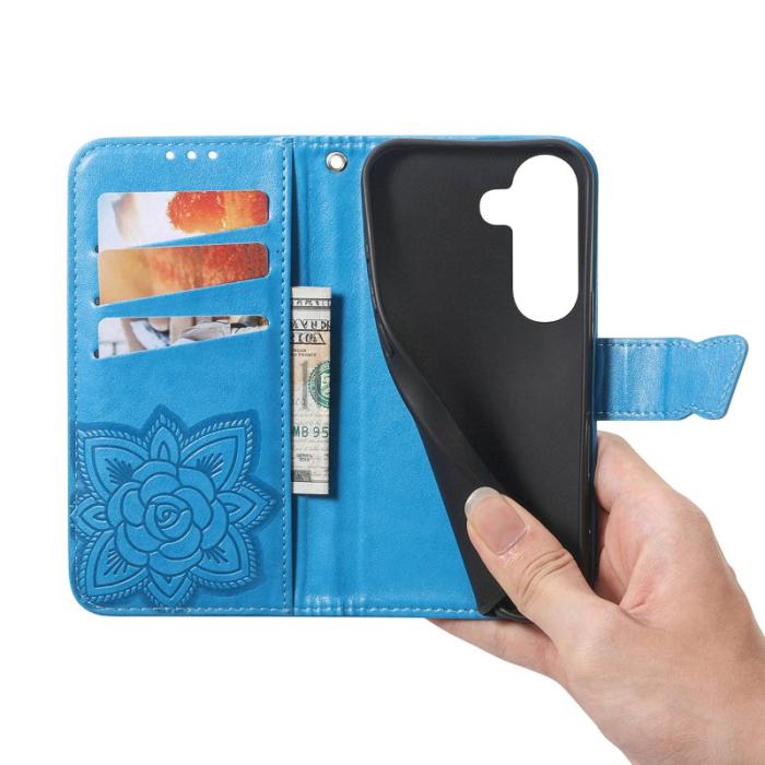 OEM - Plånboksfodral för Samsung Galaxy S26 Konstläder med rem - Blå