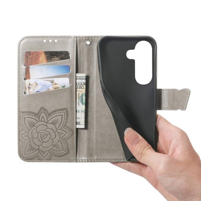 OEM - Plånboksfodral för Samsung Galaxy S26 Konstläder med rem - Grå