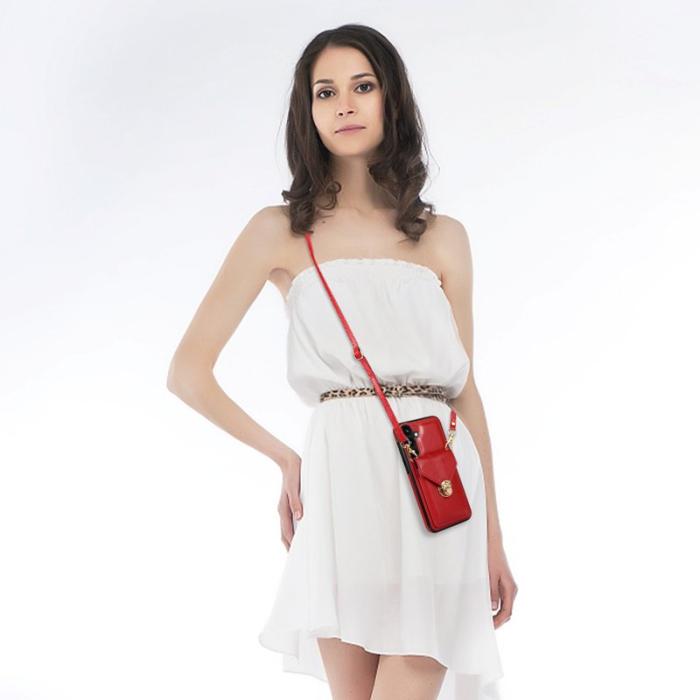 OEM - Mobilfodral för Samsung Galaxy S26 Kortfack Kickstand Konstläder + TPU - Röd