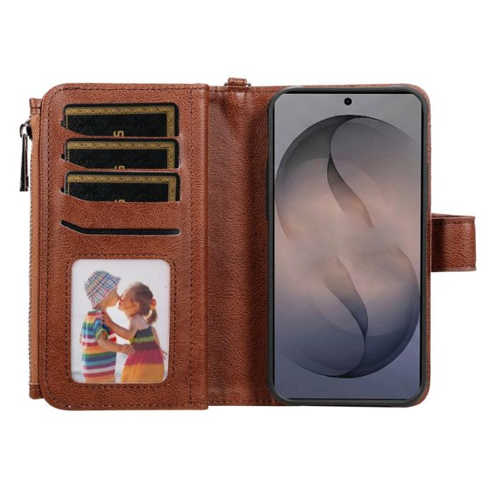 OEM - Plånboksfodral för Samsung Galaxy S26 Magnetiskt Konstläder - Brun