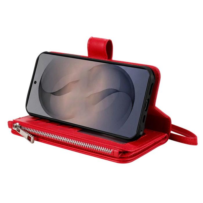 OEM - Plånboksfodral för Samsung Galaxy S26 Magnetiskt Konstläder - Röd