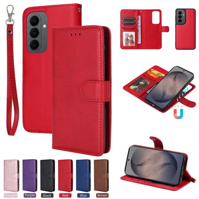 OEM - Plånboksfodral för Samsung Galaxy S26 Magnetiskt Konstläder - Röd