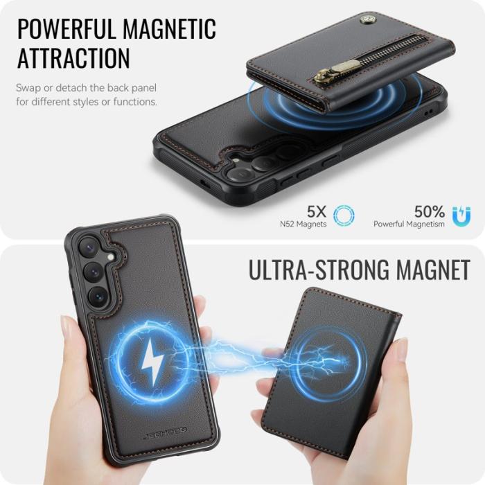 JEEHOOD - JEEHOOD Plånboksfodral för Samsung Galaxy S26 Magnetiskt Konstläder - Svart