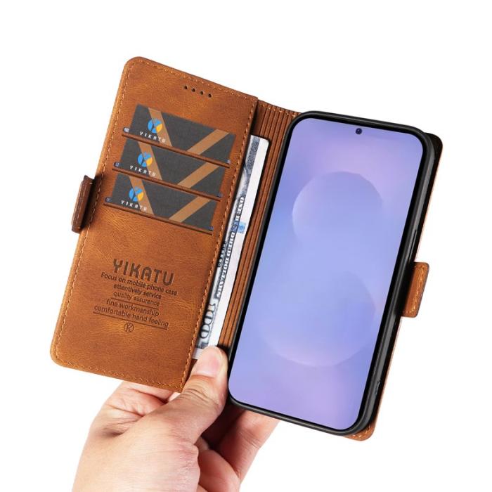 YIKATU - YIKATU Plånboksfodral för Samsung Galaxy S26 Plus Konstläder - Brun
