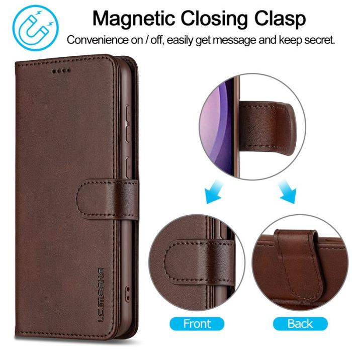 LC.imeeke - LC.IMEEKE Plånboksfodral för Samsung Galaxy S26 Plus Konstläder - Brun