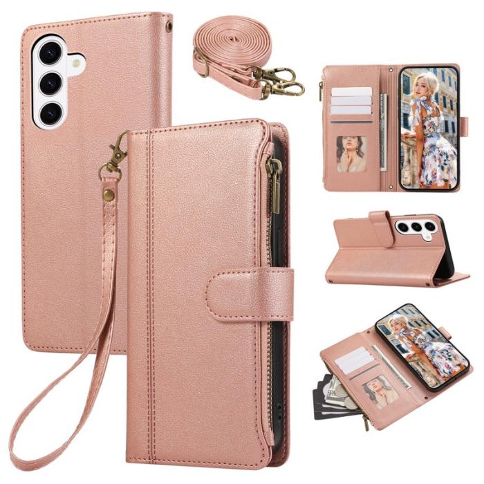 OEM - Mobilfodral för Samsung Galaxy S26 Plus Konstläder Flera kortfack - Roséguld