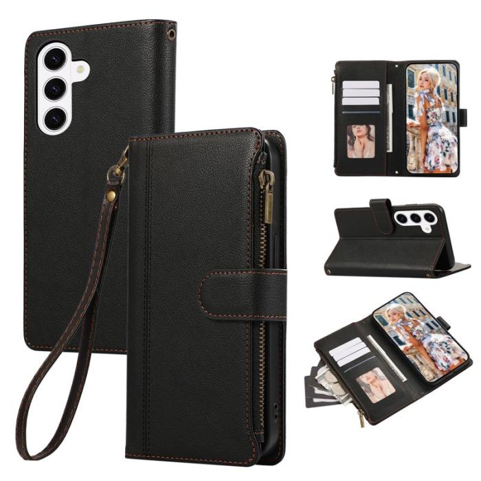 OEM - Mobilfodral för Samsung Galaxy S26 Plus Konstläder Flera kortfack - Svart