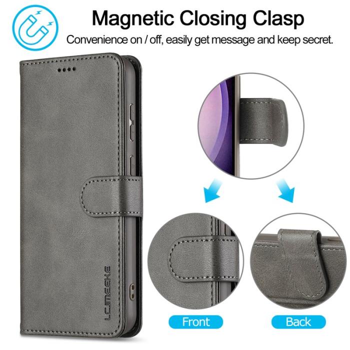LC.imeeke - LC.IMEEKE Plånboksfodral för Samsung Galaxy S26 Plus Konstläder - Grå