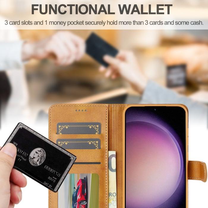 LC.imeeke - LC.IMEEKE Plånboksfodral för Samsung Galaxy S26 Plus Konstläder - Gul