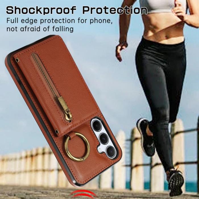 OEM - Plånboksfodral för Samsung Galaxy S26 Plus Konstläder Kickstand - Brun