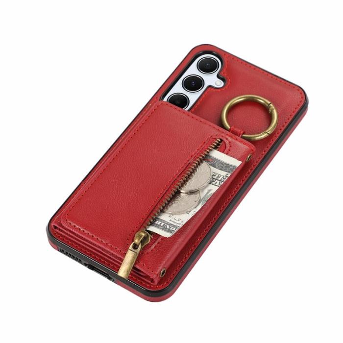 OEM - Plånboksfodral för Samsung Galaxy S26 Plus Konstläder Kickstand - Röd