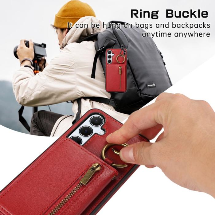 OEM - Plånboksfodral för Samsung Galaxy S26 Plus Konstläder Kickstand - Röd