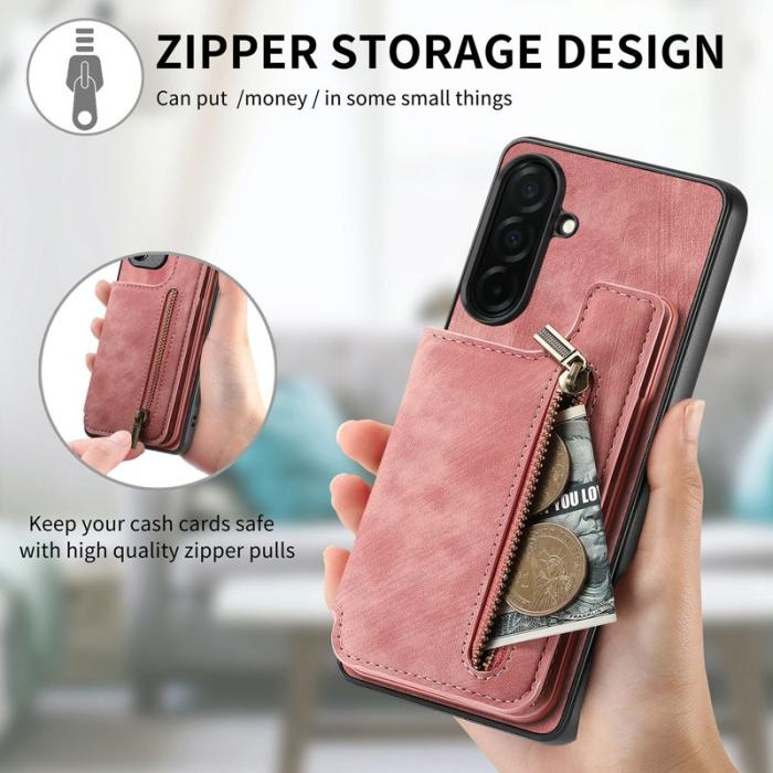 OEM - Mobilfodral för Samsung Galaxy S26 Plus Konstläder med kortfack - Rosa