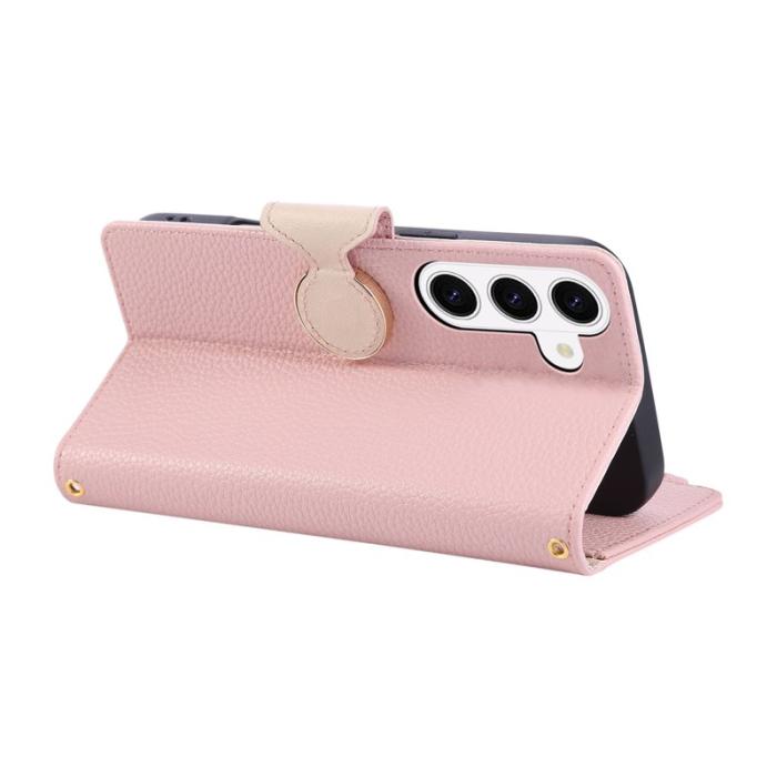 OEM - Plånboksfodral för Samsung Galaxy S26 Plus Konstläder med rem - Rosa