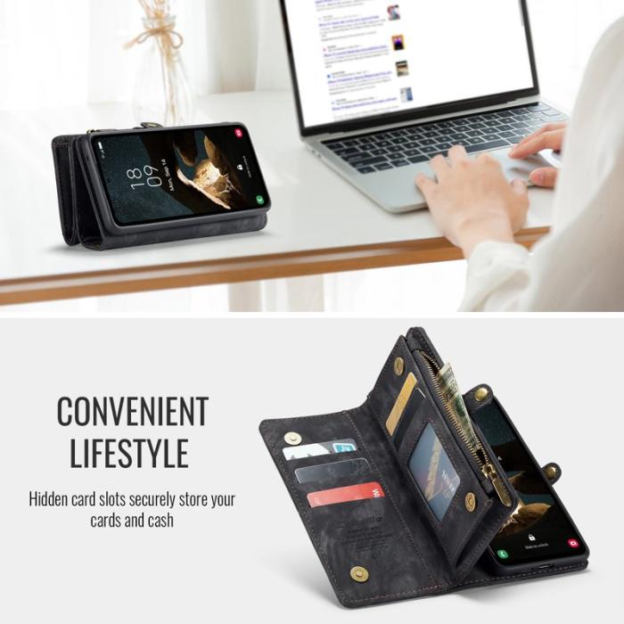Caseme - CaseMe Plånboksfodral för Samsung Galaxy S26 Plus Konstläder med rem - Svart