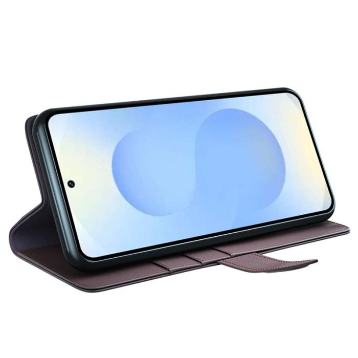 OEM - Plånboksfodral för Samsung Galaxy S26 Plus Äkta läder med ställ - Brun