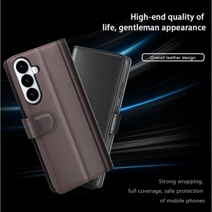 OEM - Plånboksfodral för Samsung Galaxy S26 Plus Äkta läder med ställ - Brun