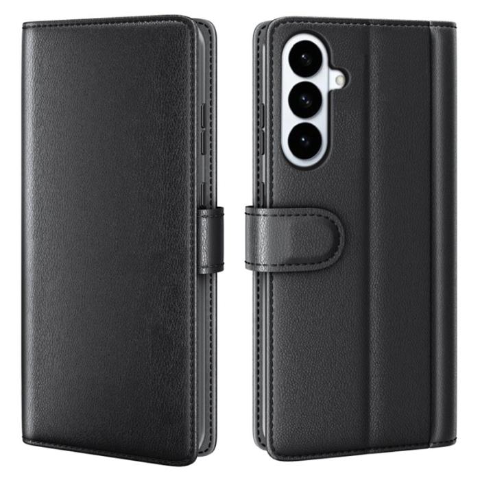 OEM - Plånboksfodral för Samsung Galaxy S26 Plus Äkta läder med ställ - Svart