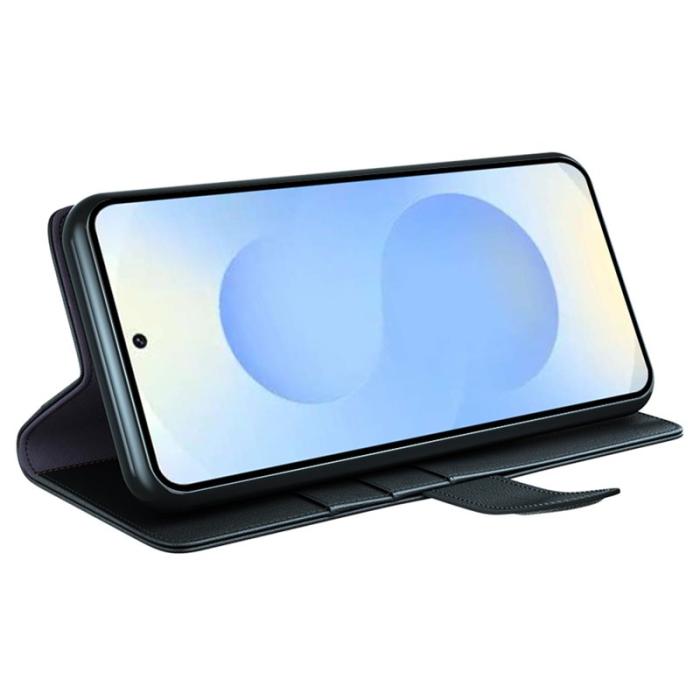 OEM - Plånboksfodral för Samsung Galaxy S26 Plus Äkta läder med ställ - Svart