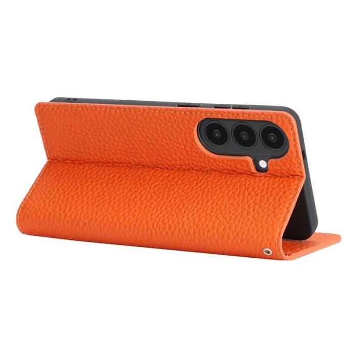 OEM - Plånboksfodral för Samsung Galaxy S26 Plus Äkta läder - Orange