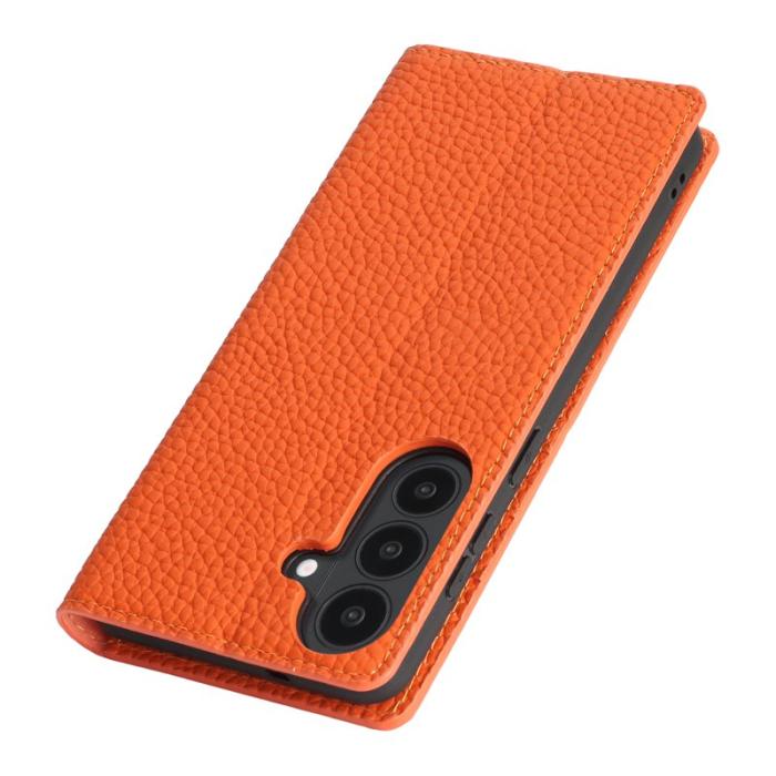 OEM - Plånboksfodral för Samsung Galaxy S26 Plus Äkta läder - Orange