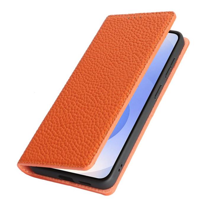 OEM - Plånboksfodral för Samsung Galaxy S26 Plus Äkta läder - Orange