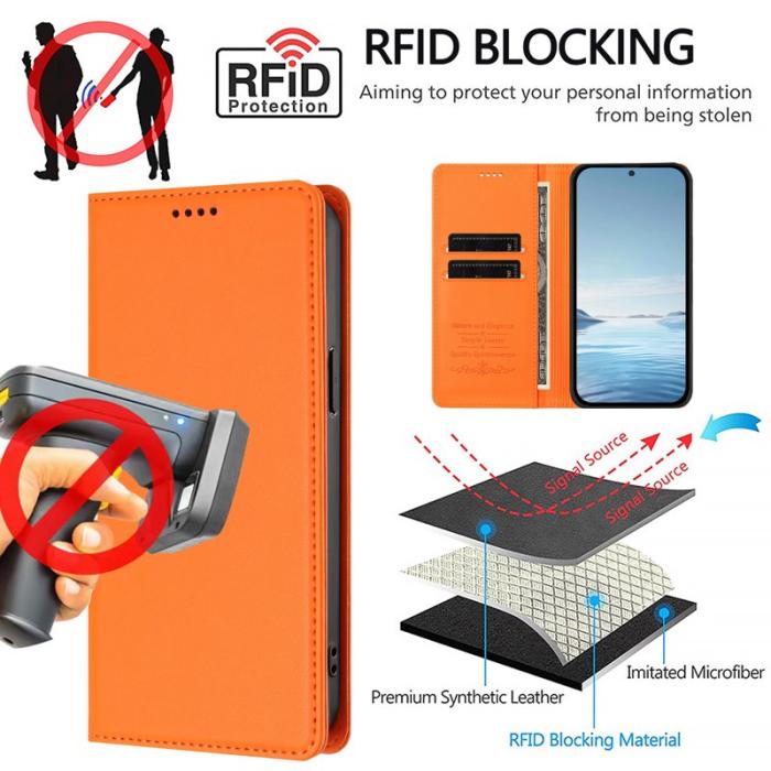 OEM - Plånboksfodral för Samsung Galaxy S26 Plus Konstläder RFID - Orange